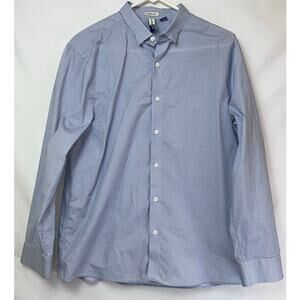 Artefact Men's Large Blue/White Geo Print Long Sleeve Button Down Collared Shirt